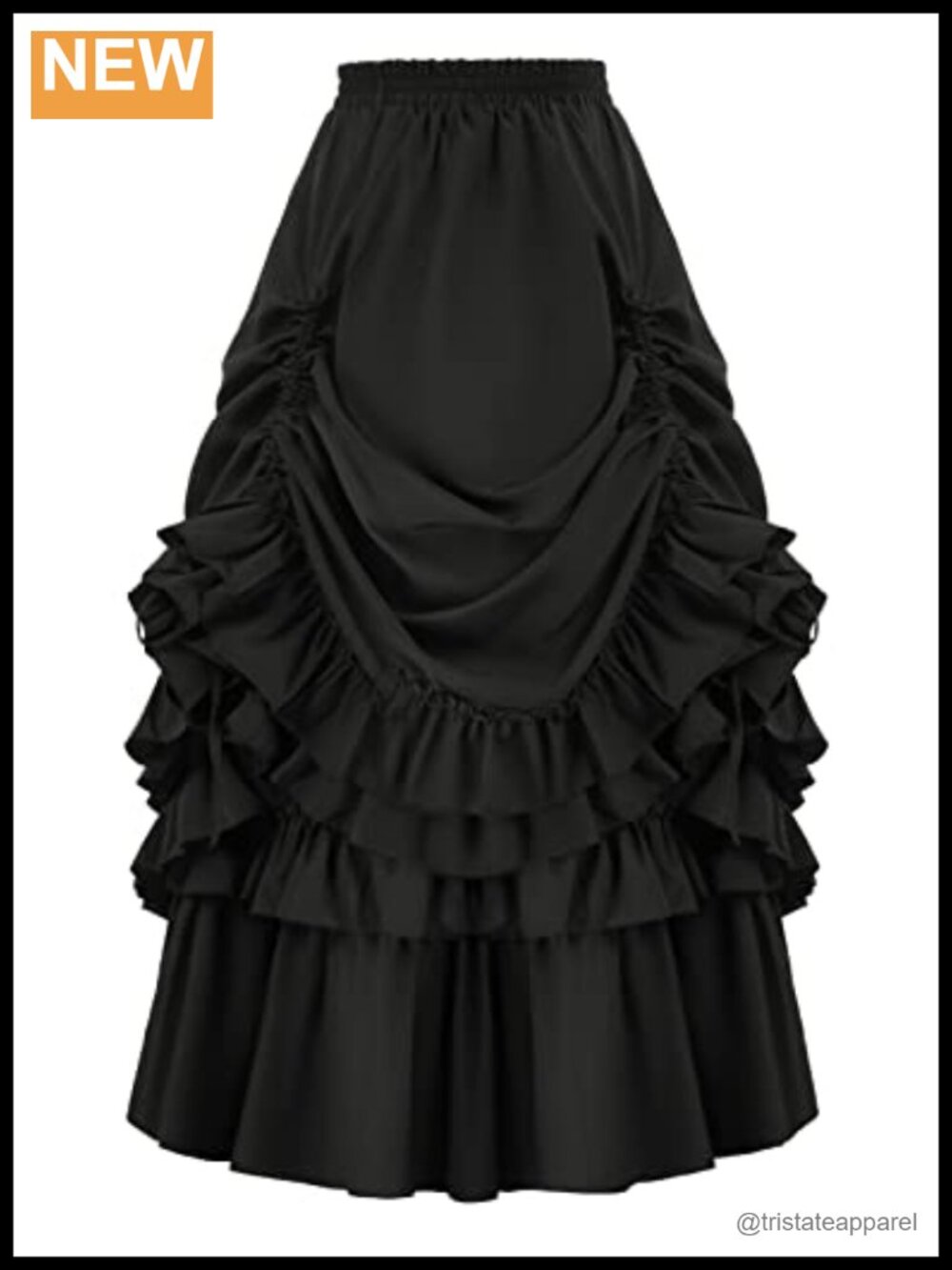 Vintage Gothic Victorian Ruffle Skirt Steampunk Renaissance High Waist